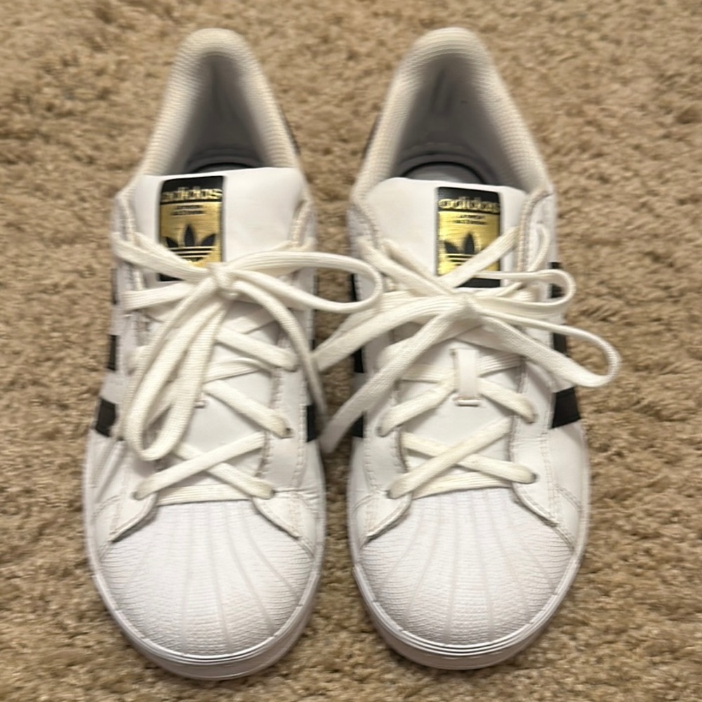 Adidas White and Black Sneakers Classic Shell Toe